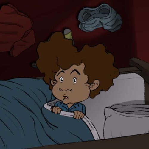 Bunk bed top view animation screen shot by animator David Lewis
