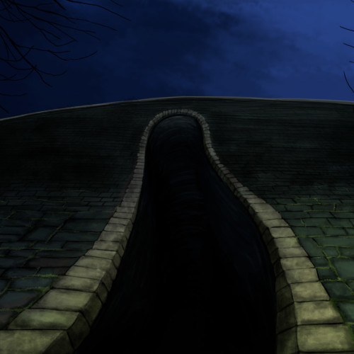 Dark tall Tunnel entrance concept art animation background illustration by animator David Lewis
