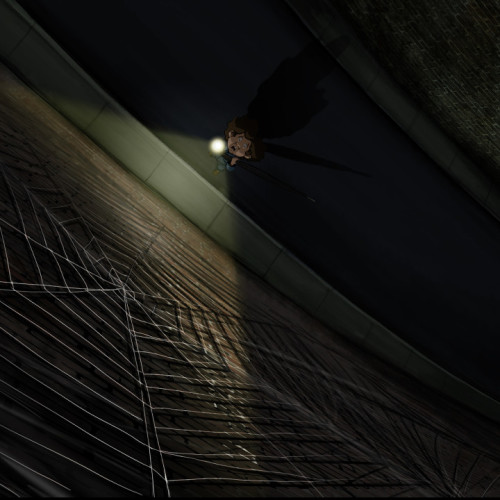 George finds spider giant web - Web lights animation background illustration by animator David Lewis